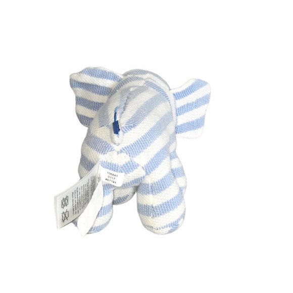 2016 Just One You Carter's Blue White Striped Elephant Rattle Plush Lovey Toy 7" - Picture 4 of 6